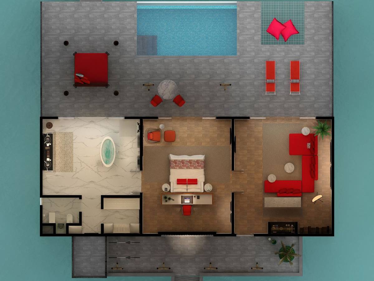 Emerlad Maldives Resort & Spa, Malediven, Superior Water Villa with Pool, Grundriss