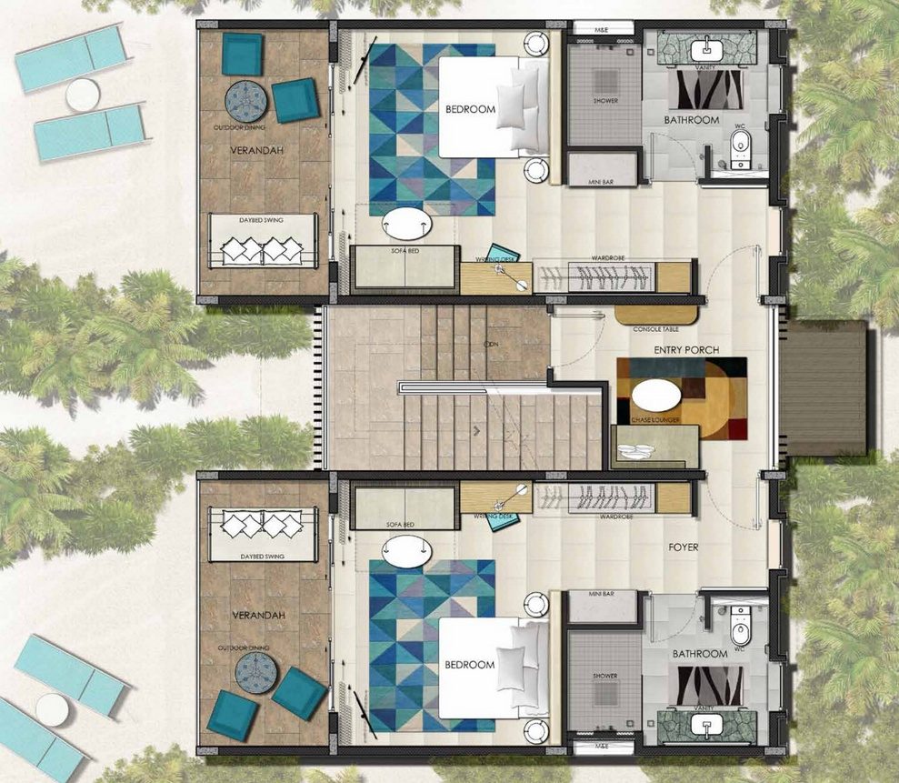 Kandima, Two Bedroom Family Sky Studio, Floorplan