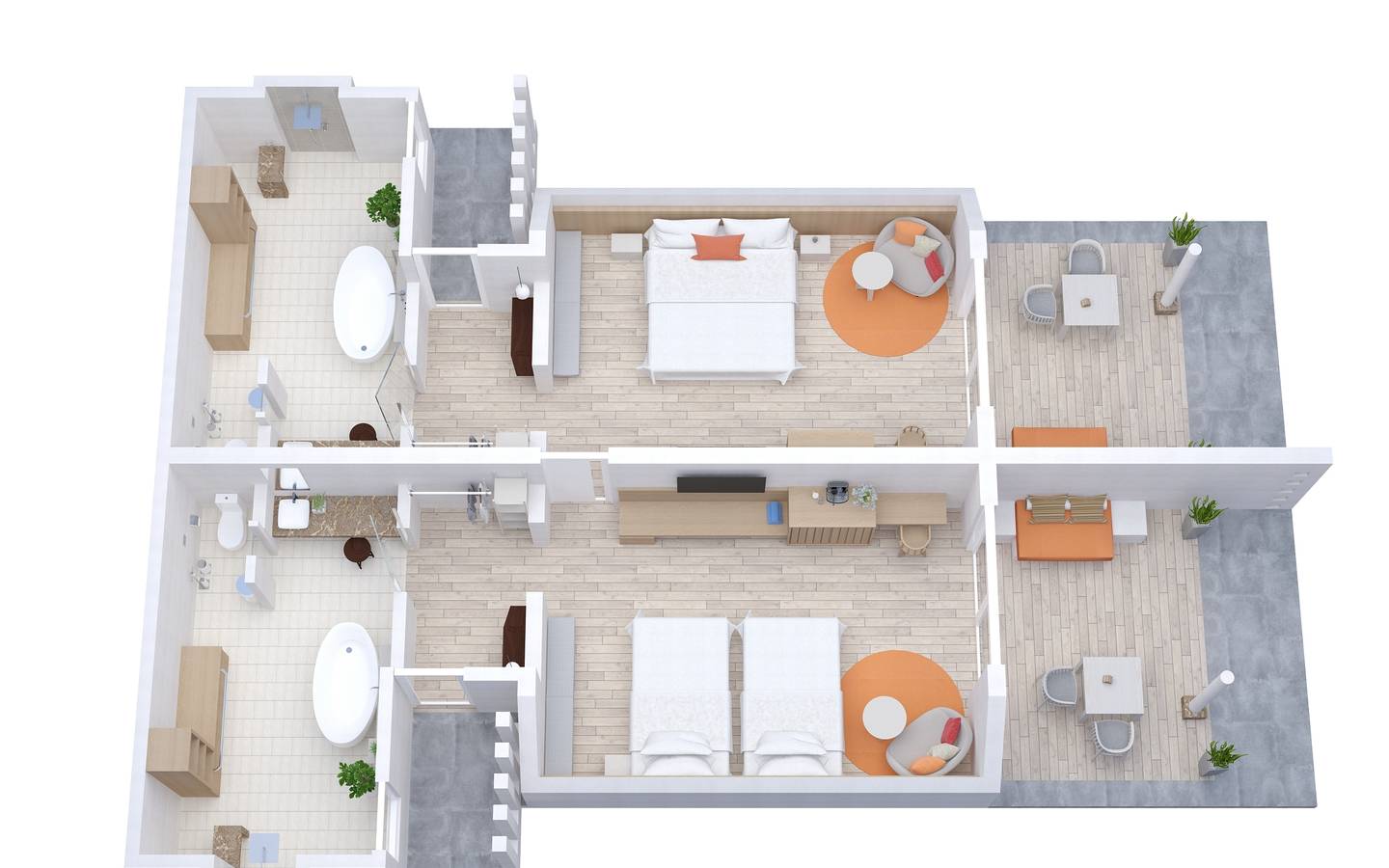 Lux* South Ari Atoll, Two Bedroom Family Beach Pavilion, Grundriss