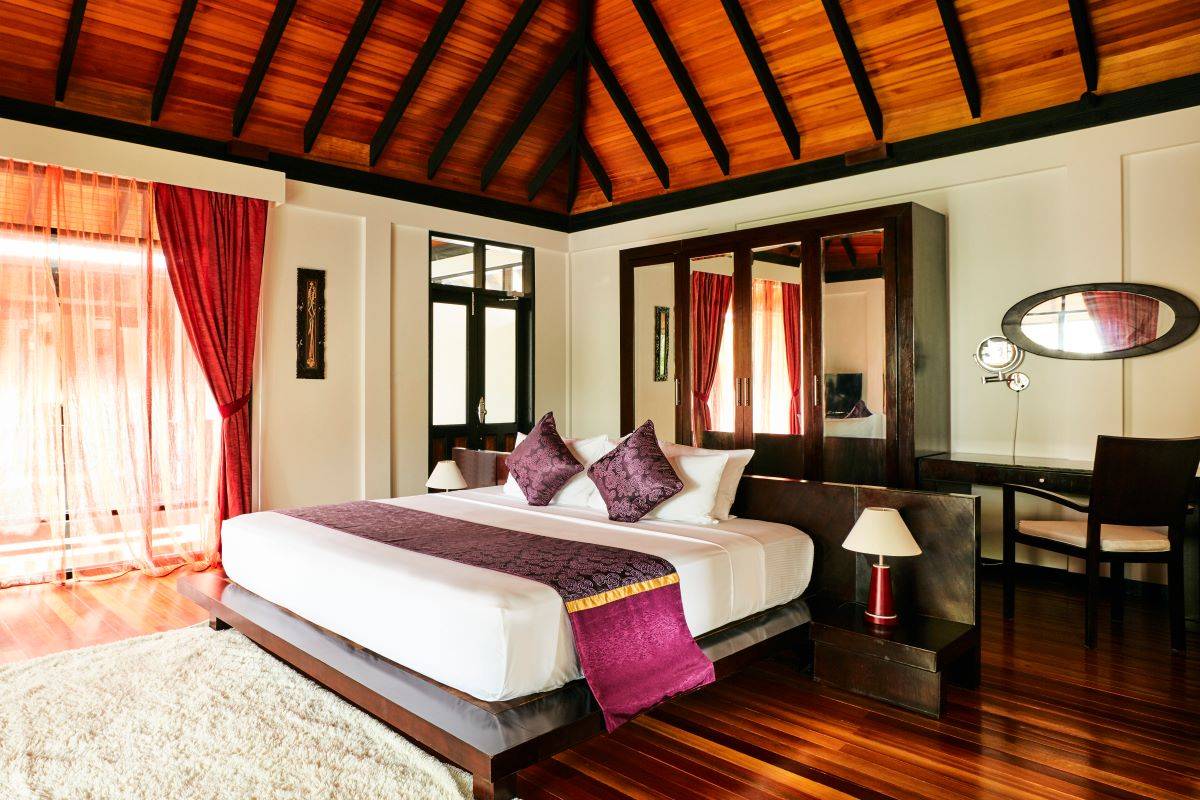 Sun Siyam Iru Fushi, Malediven, Celebrity Retreat, Schlafzimmer mit Ausgang zur Terrasse