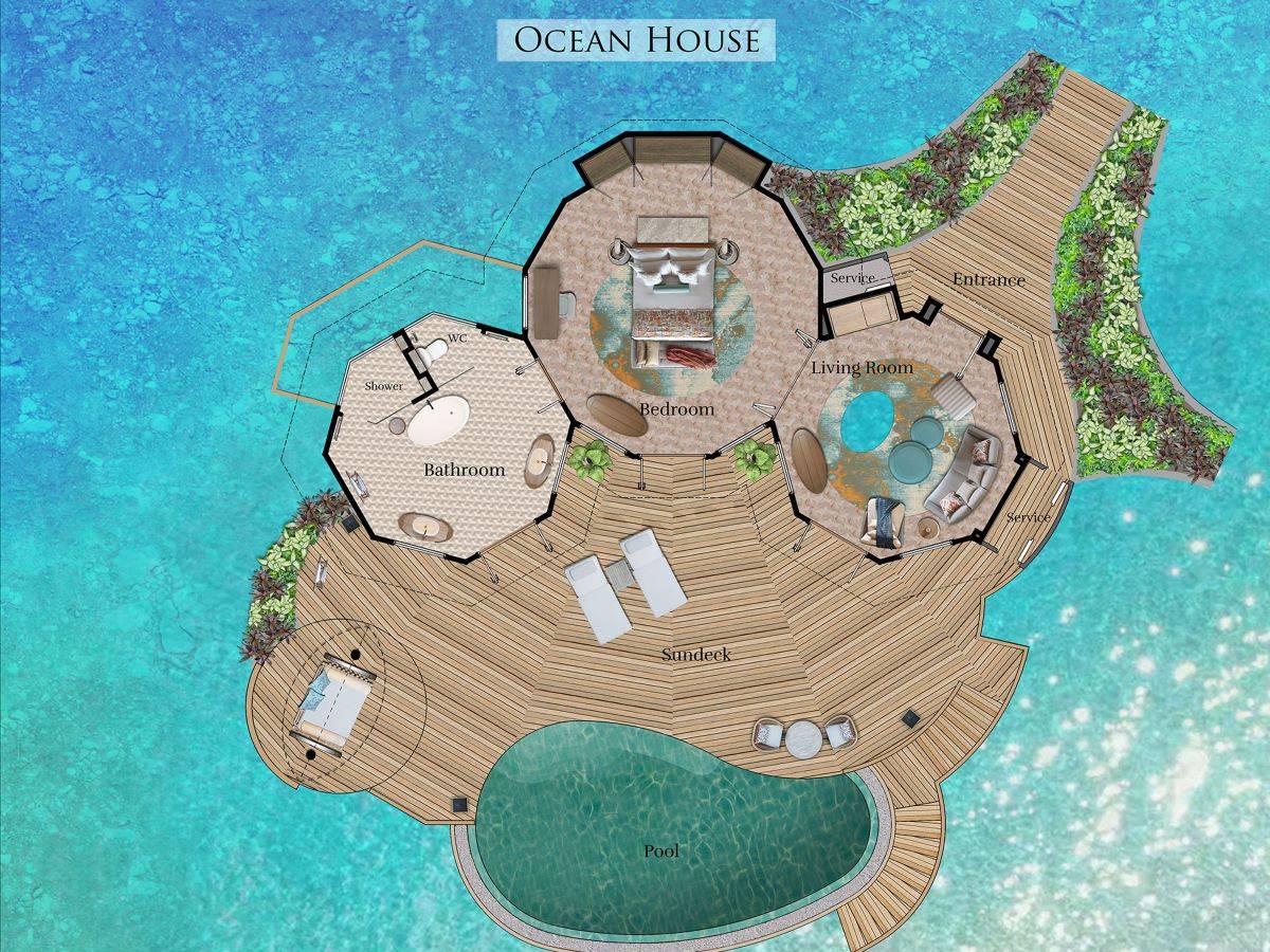 The Nautilus, Malediven, Ocean House with a Private Infinity Pool, Grundriss