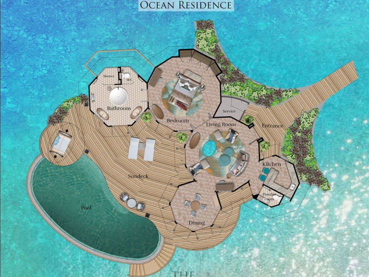 The Nautilus, Malediven, Ocean Residence with a Private Infinity Pool, Grundriss