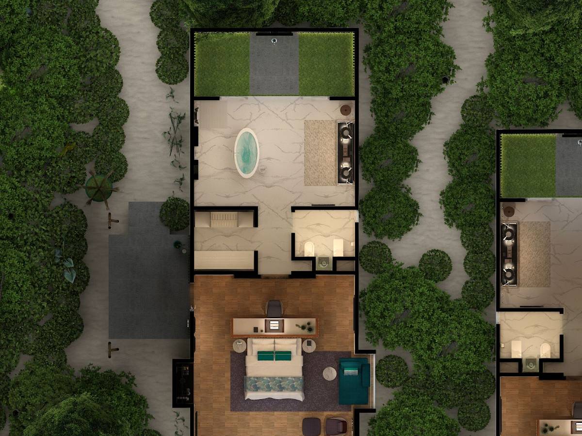 Emerald Maldives Resort & Spa, Malediven, Jacuzzi Beach Villa, Grundriss