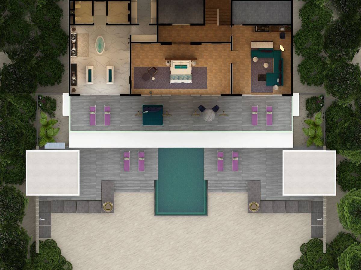 Emerald Maldives Resort & Spa, Malediven, Royal Beach Villa, Grundriss 1. Stock