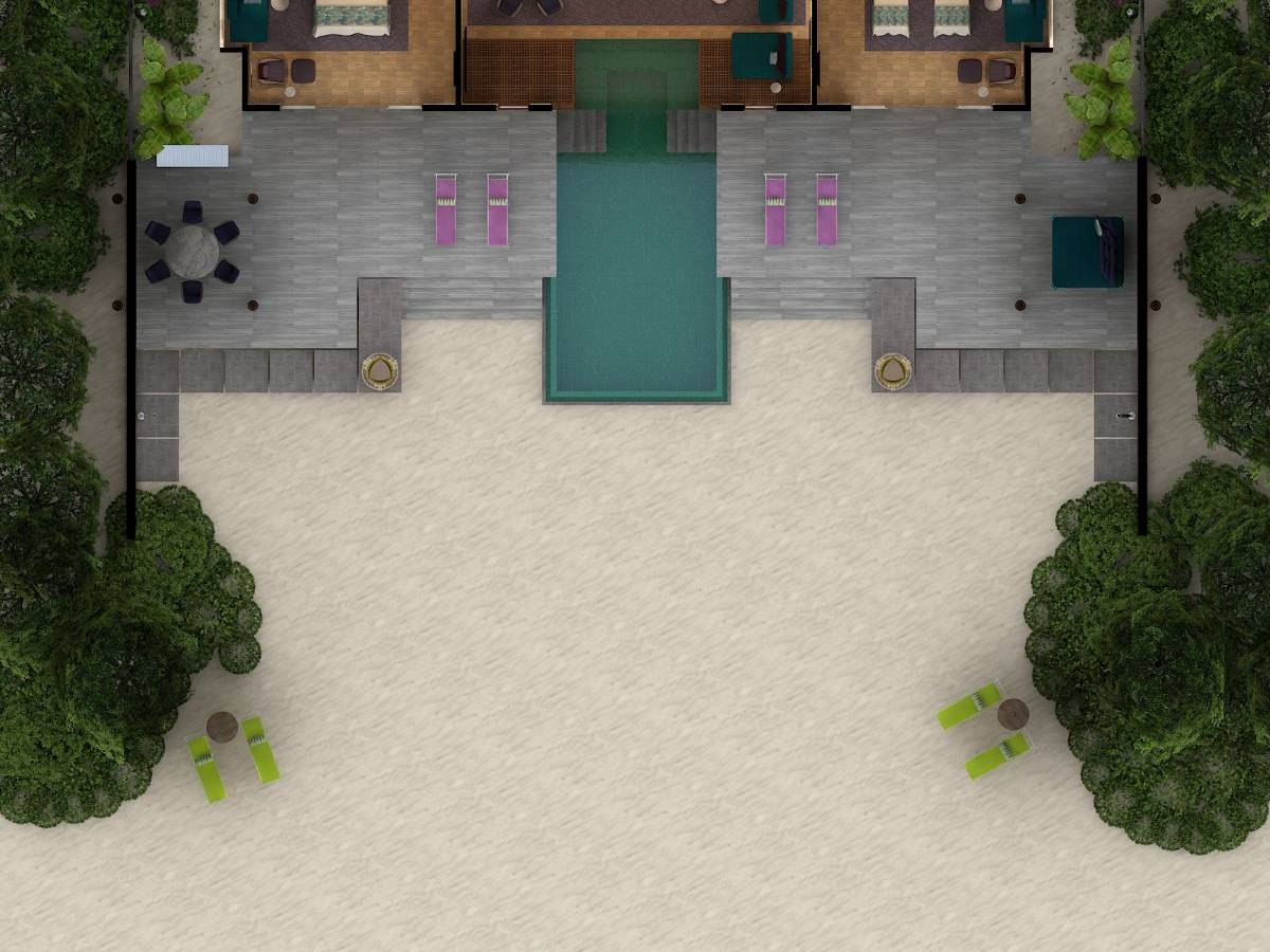 Emerald Maldives Resort & Spa, Malediven, Royal Beach Villa, Grundriss Erdgeschoss