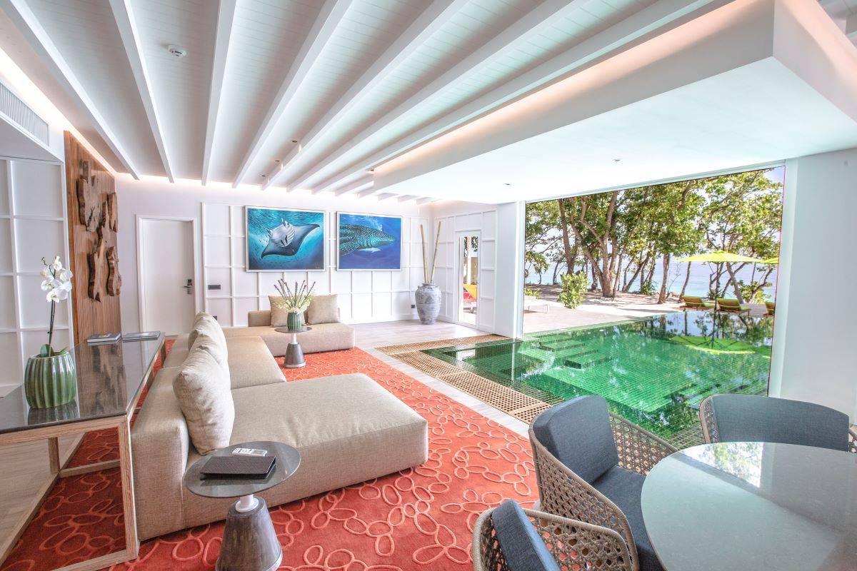 Emerald Maldives Resort & Spa, Malediven, Royal Beach Villa, Wohnzimmer