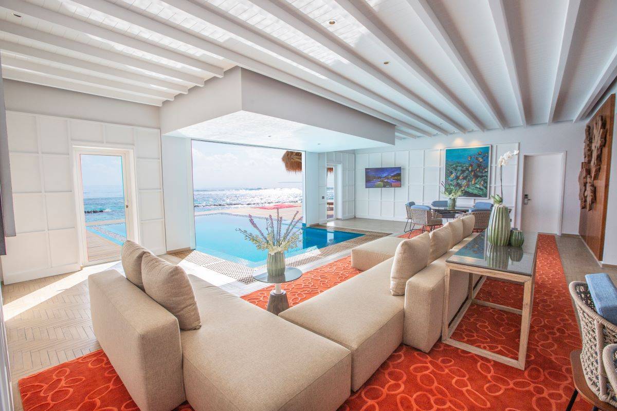 Emerald Maldives Resort & Spa, Malediven, Presidential Water Villa, Wohnzimmer