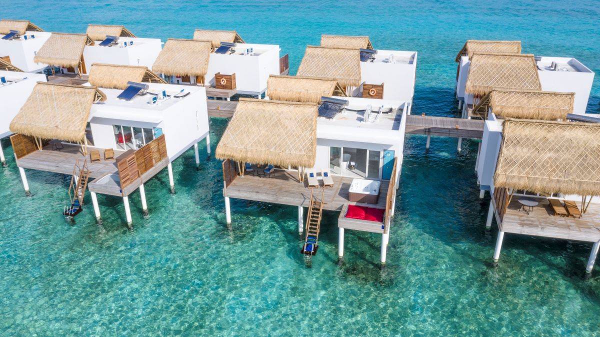 Emerald Maldives Resort & Spa, Malediven, Jacuzzi Water Villa, Luftaufnahme