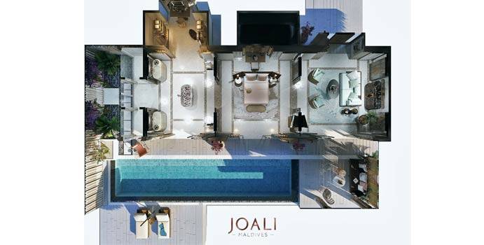 Grundriss, Luxury Water Villa with Pool, JOALI Maldives