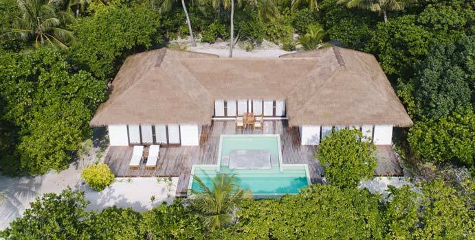 Drohnenaufnahme, Beach 2-Bedroom Pool Villa, Noku Maldives