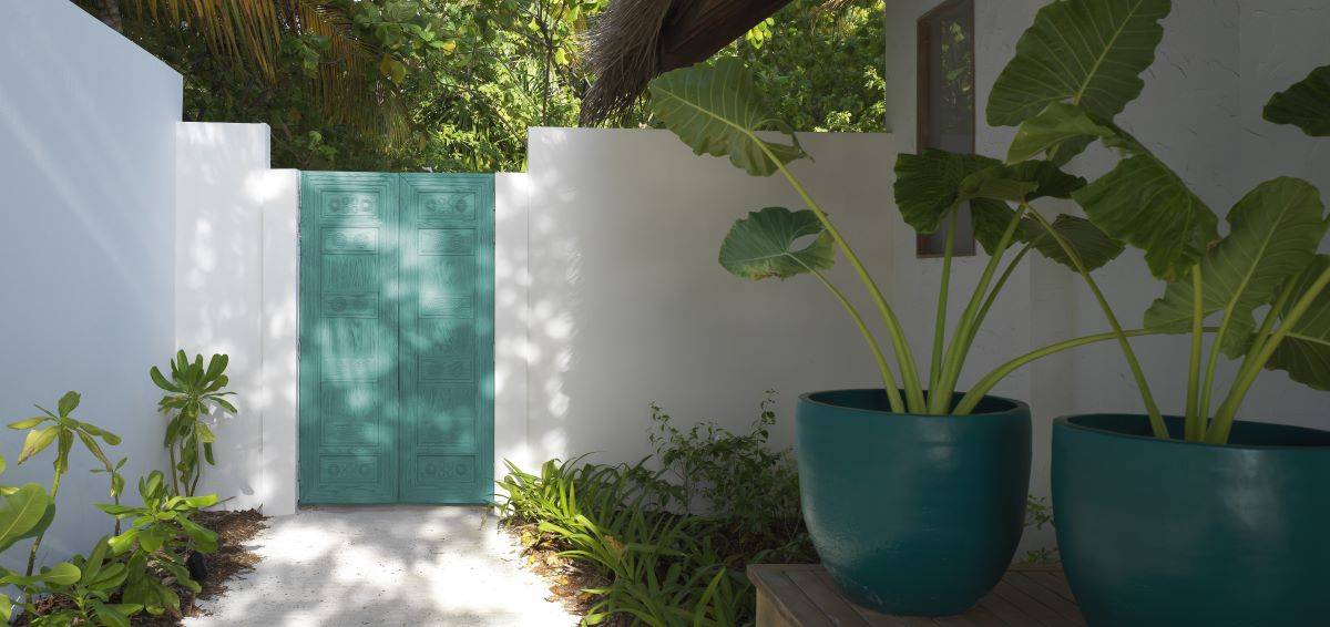 Eingang, Deluxe Beach Sunrise Villa, Fairmont Maldives Sirru Fen Fushi