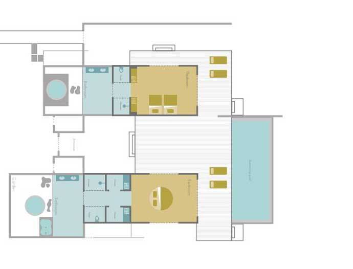 Grundriss, Two Bedroom Beach Sunset Villa, Fairmont Maldives Sirru Fen Fushi