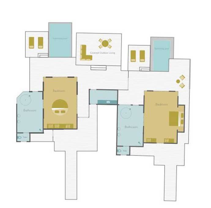 Grundriss, Two Bedroom Water Sunrise Villa, Fairmont Maldives Sirru Fen Fushi