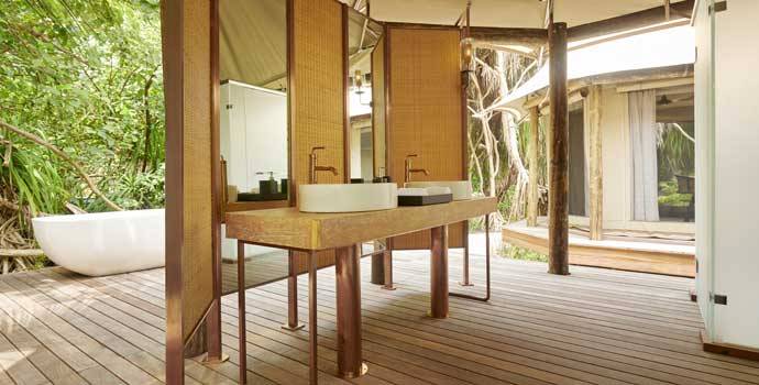 Badezimmer, Tented Jungle Villa, Fairmont Maldives Sirru Fen Fushi