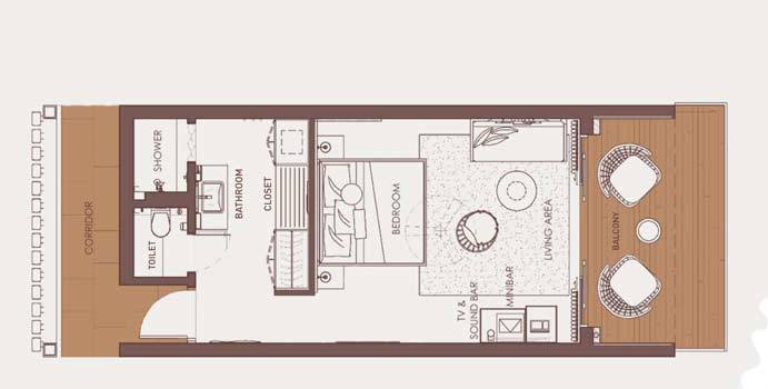 Grundriss, Silver Sky Studio, Hard Rock Hotel Maldives