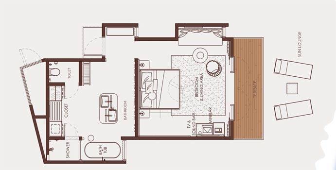 Grundriss, Gold Beach Villa, Hard Rock Hotel Maldives