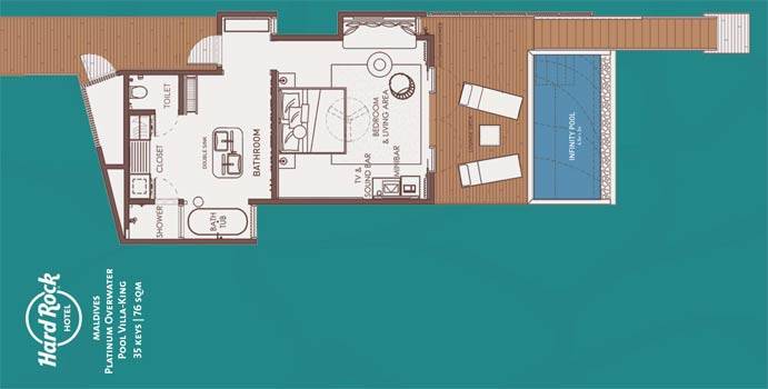 Grundriss, Platinum Overwater Pool Villa, Hard Rock Hotel Maldives