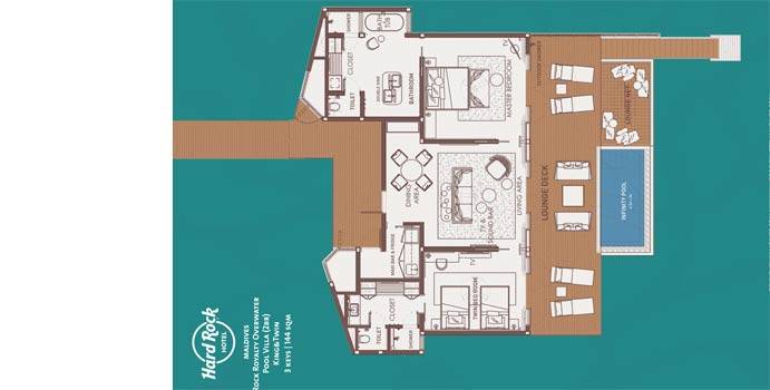 Grundriss, Rock Royalty Overwater Pool Villa, Hard Rock Hotel Maldives