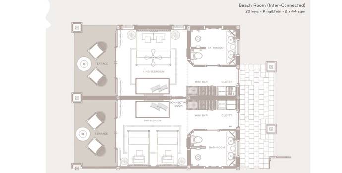 Floorplan, Beach Room Interconnecting Room, SAii Lagoon Maldives