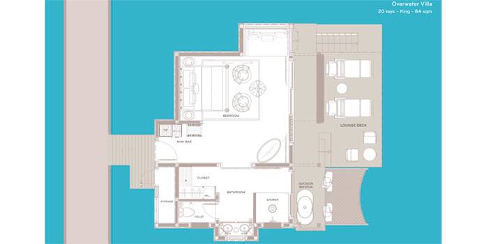 Grundriss, Overwater Villa, SAii Lagoon Maldives