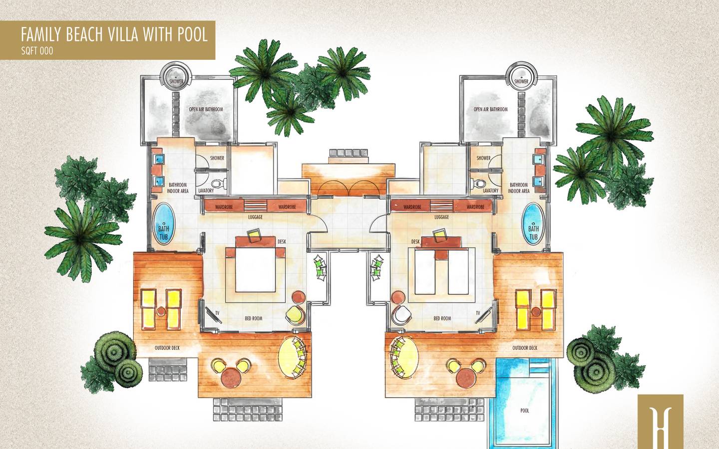 Heritance Aarah, Pool Beach Villa, Grundriss