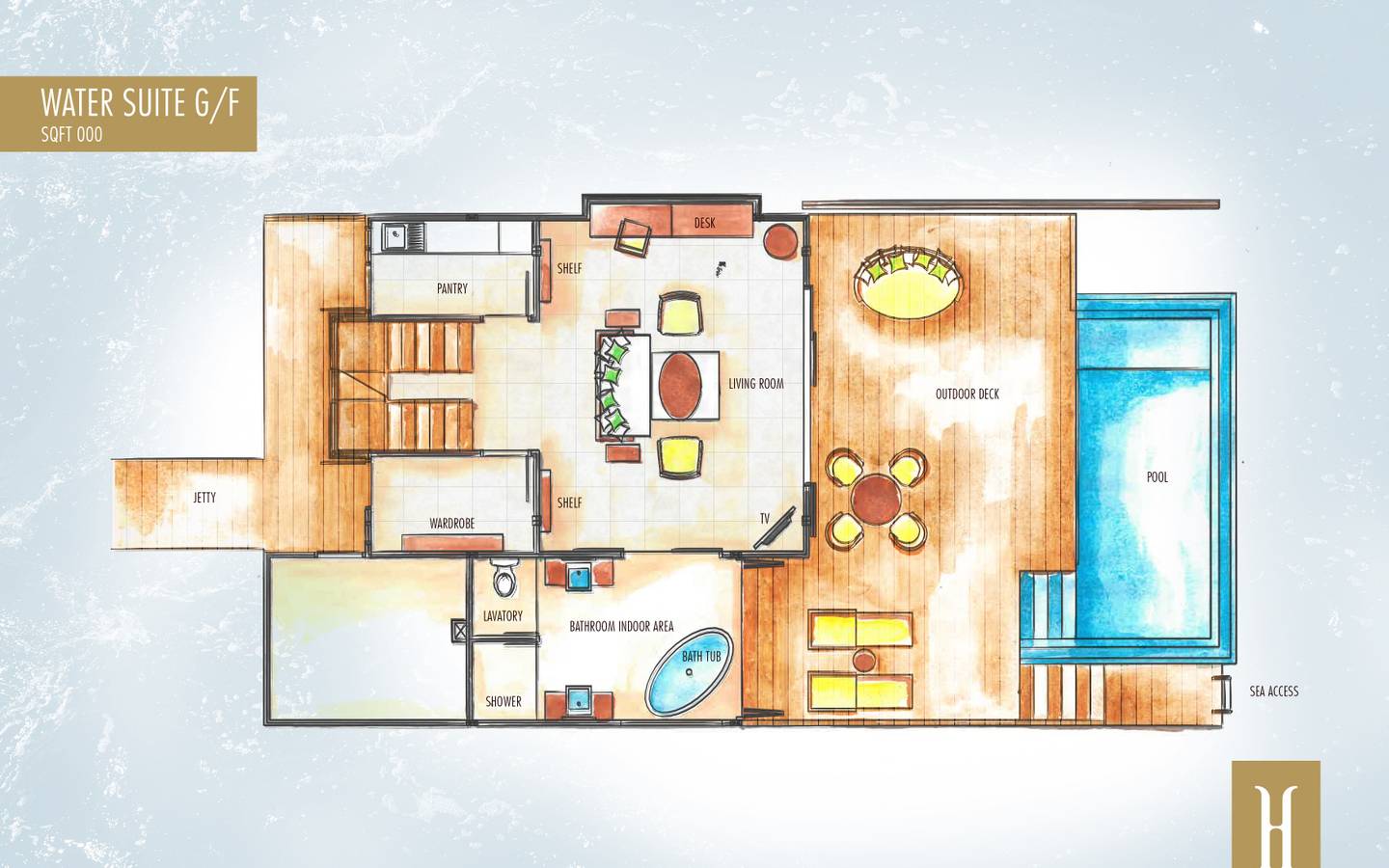 Heritance Aarah, Ocean Suite, Grundriss