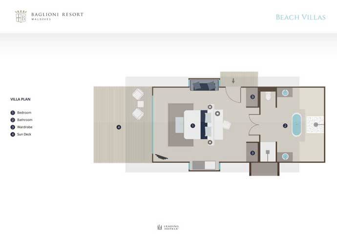 Grundriss, Beach Villa, Baglioni Resort Maldives
