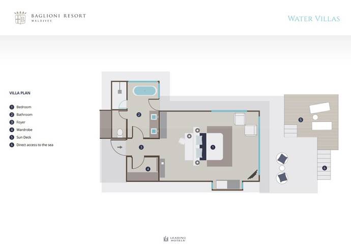 Grundriss, Water Villa, Baglioni Resort Maldives