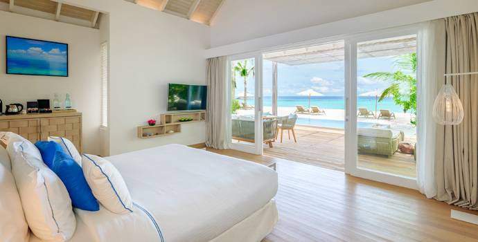 Schlafen, Two Bedroom Family Beach Villa with Pool, Baglioni Resort Maldives