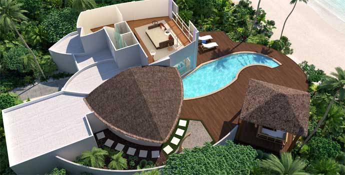 Grundriss, Duplex Beach Pool Villa, JW Marriott Maldives