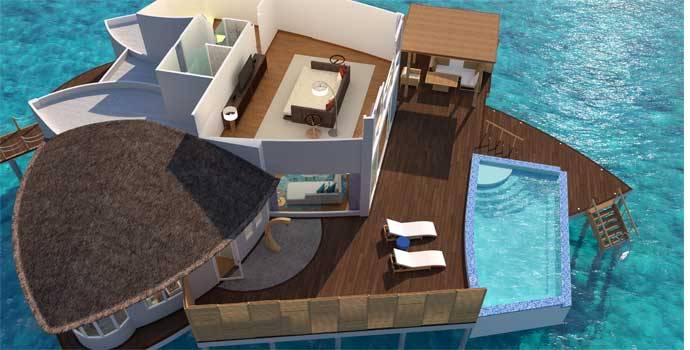 Grundriss, Duplex Overwater Pool Villa, JW Marriott Maldives