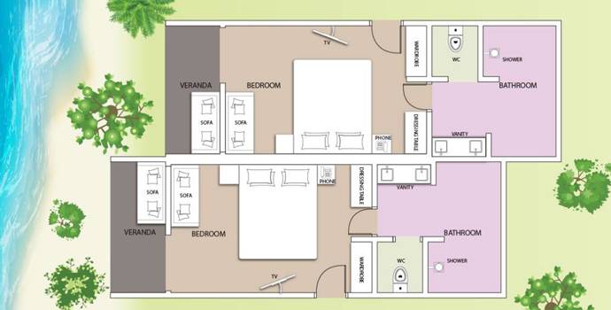 Grundriss, Sunrise Villa, South Palm Resort Maldives