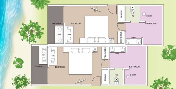 Grundriss, Palm Villa, South Palm Resort Maldives