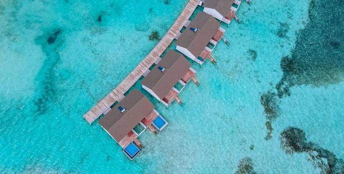 Aerial, Over Water Pool Villa, South Palm Resort Maldives