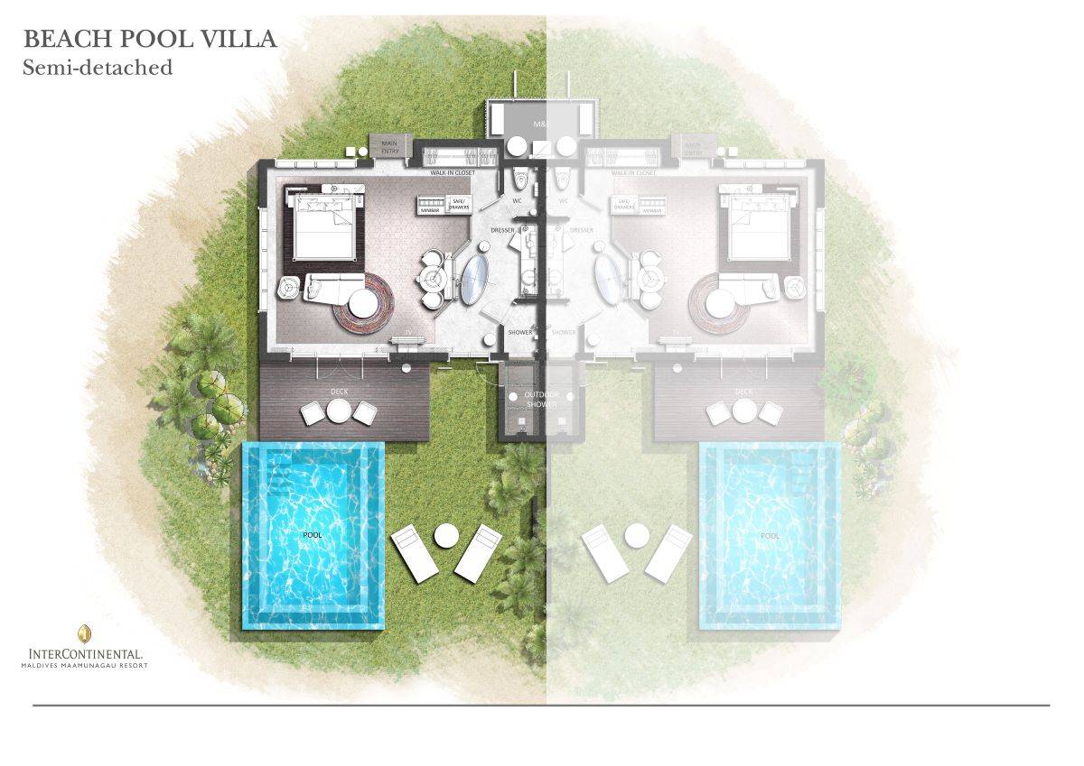 InterContinental Maldives Maamunagau Resort, Beach Pool Villa, Grundriss