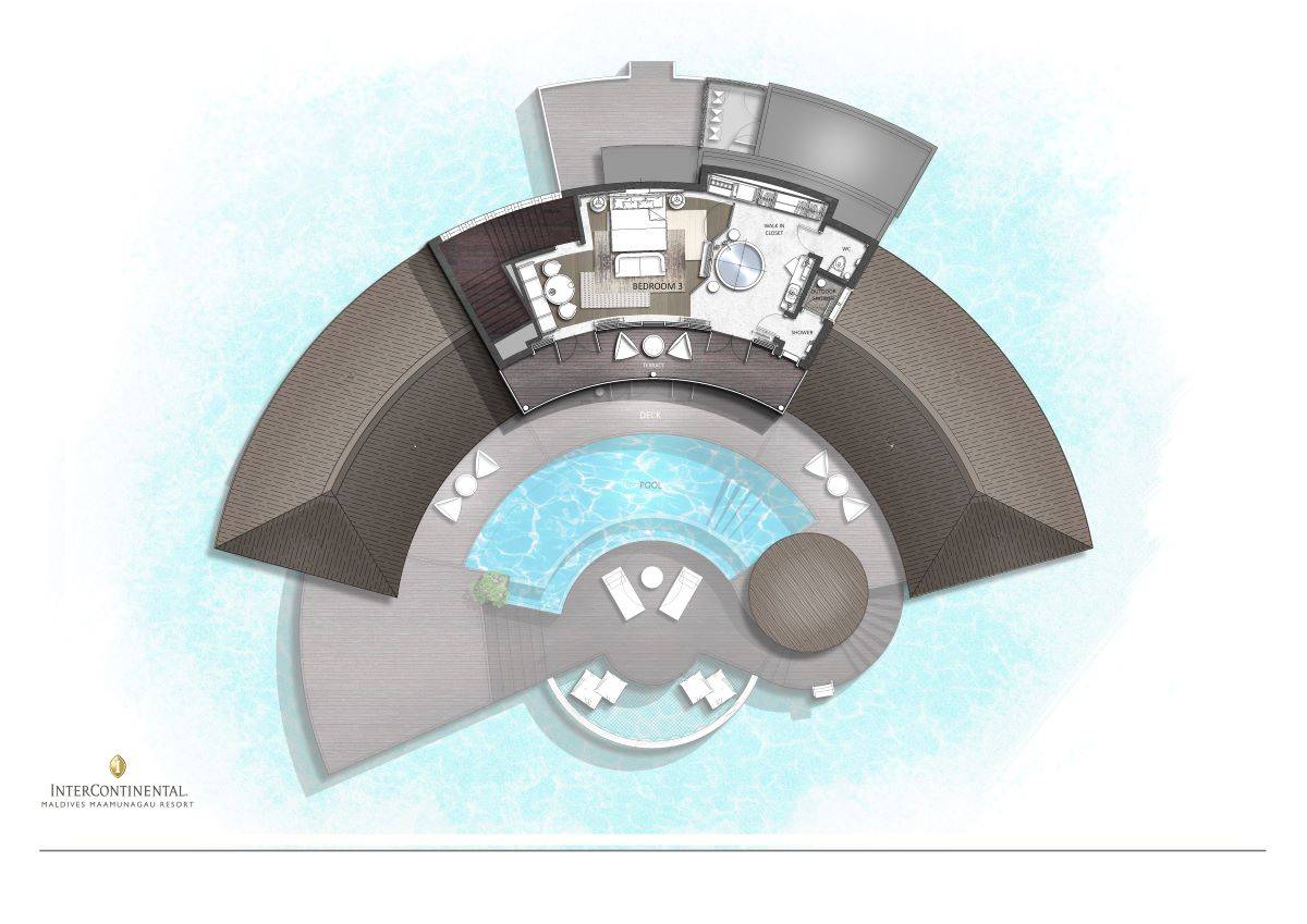 InterContinental Maldives Maamunagau Resort, Three Bedroom Overwater Pool Residence, Grundriss OG