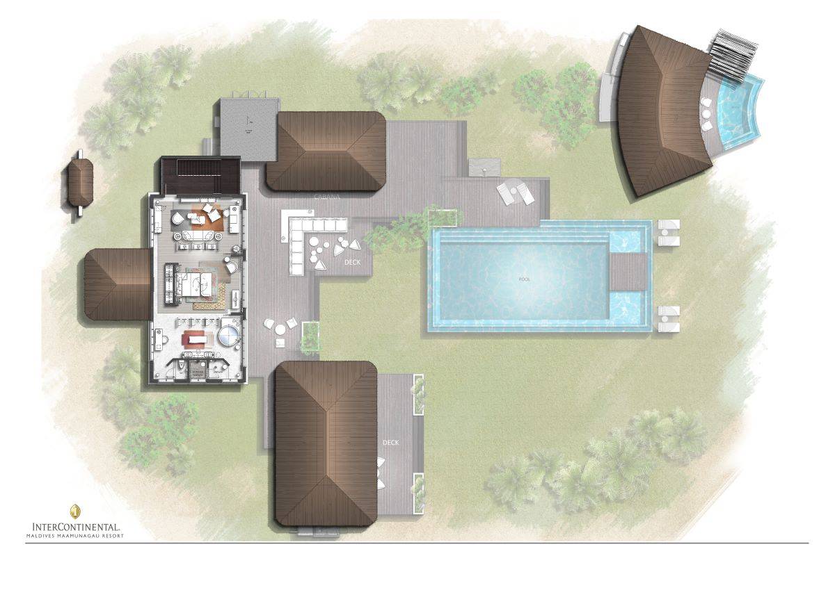 InterContinental Maldives Maamunagau Resort, Three Bedroom Royal Beachfront Residence, Grundriss OG