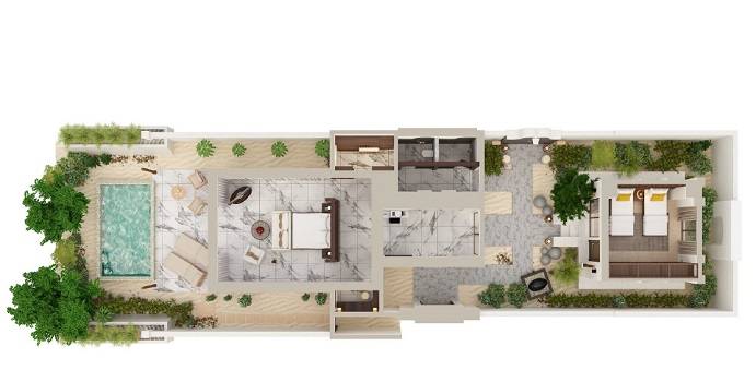 Grundriss, 2-Bedroom Deluxe Beach Villa, Conrad Maldives Rangali Island