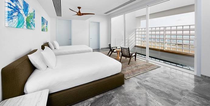 Schlafzimmer mit Einzelbetten, The Muraka, Conrad Maldives Rangali Island