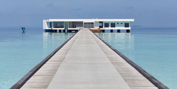 Steg zur Luxusresidence, The Muraka, Conrad Maldives Rangali Island