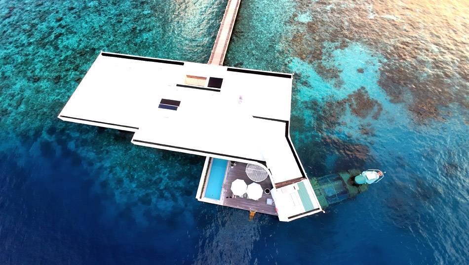 The Muraka, Conrad Maldives Rangali Island, Drohnenaufnahme, Steffen Abel