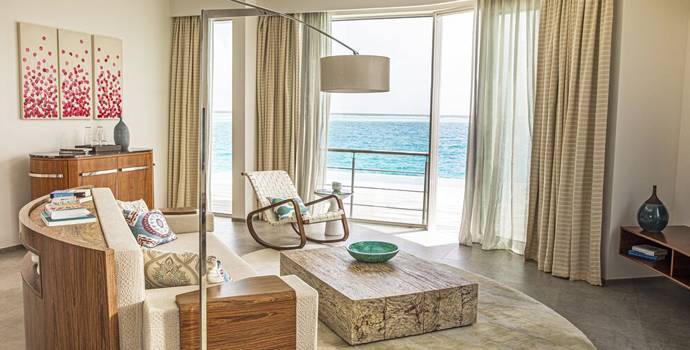 Wohnzimmer, Deluxe Water Villa mit Pool, Jumeirah Maldvies