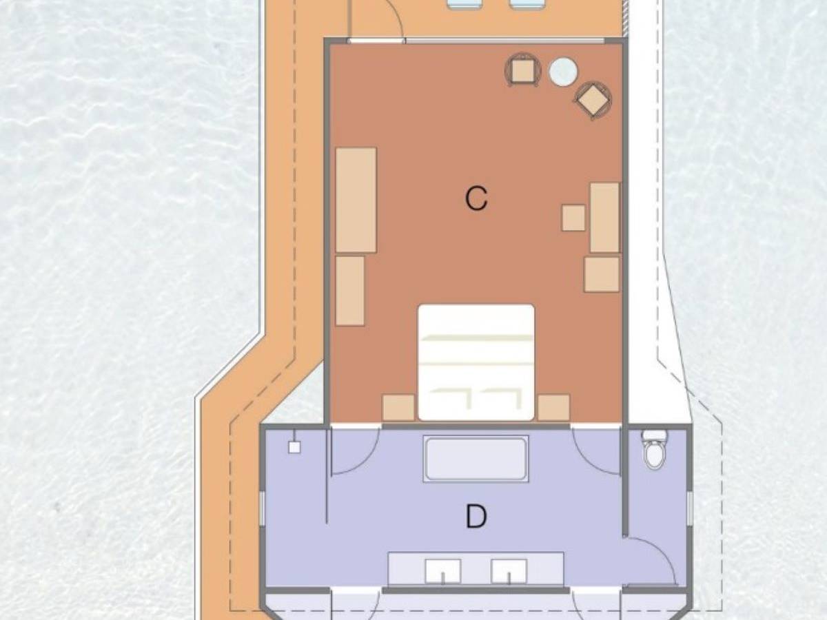 Thulhagiri Resort, Malediven, Superior Water Bungalow, Grundriss