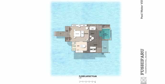Fushifaru Maldives, Pool Water Villa, Grundriss