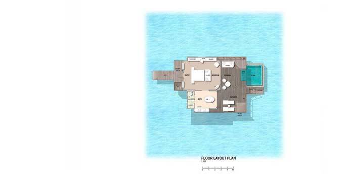 Fushifaru Maldives, Premium Pool Water Villa, Grundriss