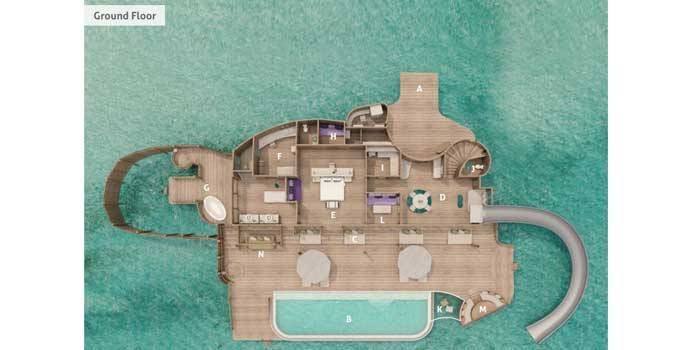 Grundriss, 1 Bedroom Water Reserve with Slide, Soneva Jani