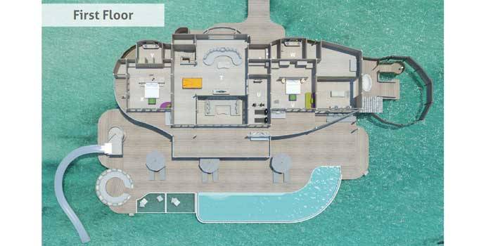 Grundriss, 4 Bedroom Water Retreat with Slide, Soneva Jani