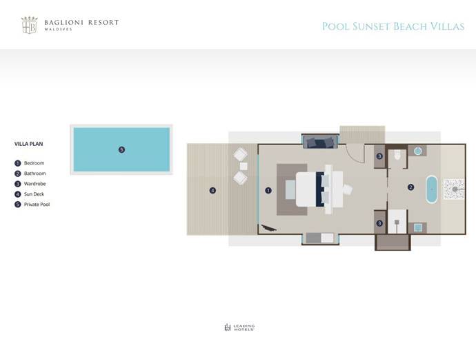 Grundriss, Pool Sunset Beach Villa, Baglioni Resort Maldives
