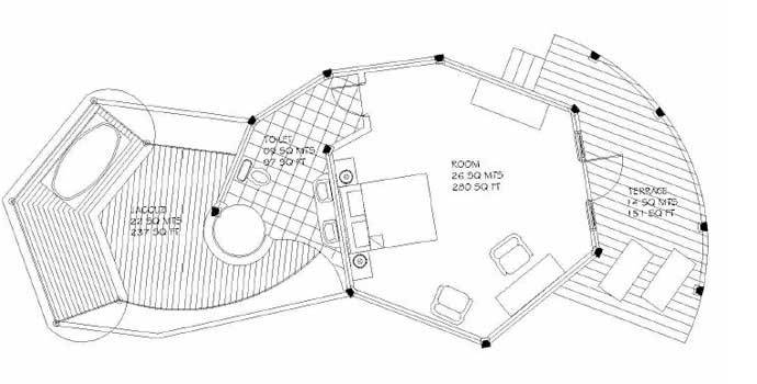 Komandoo Island Resort, Malediven, Premium Jacuzzi Beach Villa, Grundriss