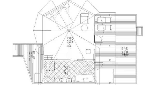 Komandoo Island Resort, Malediven, Ocean Jacuzzi Water Villa, Grundriss